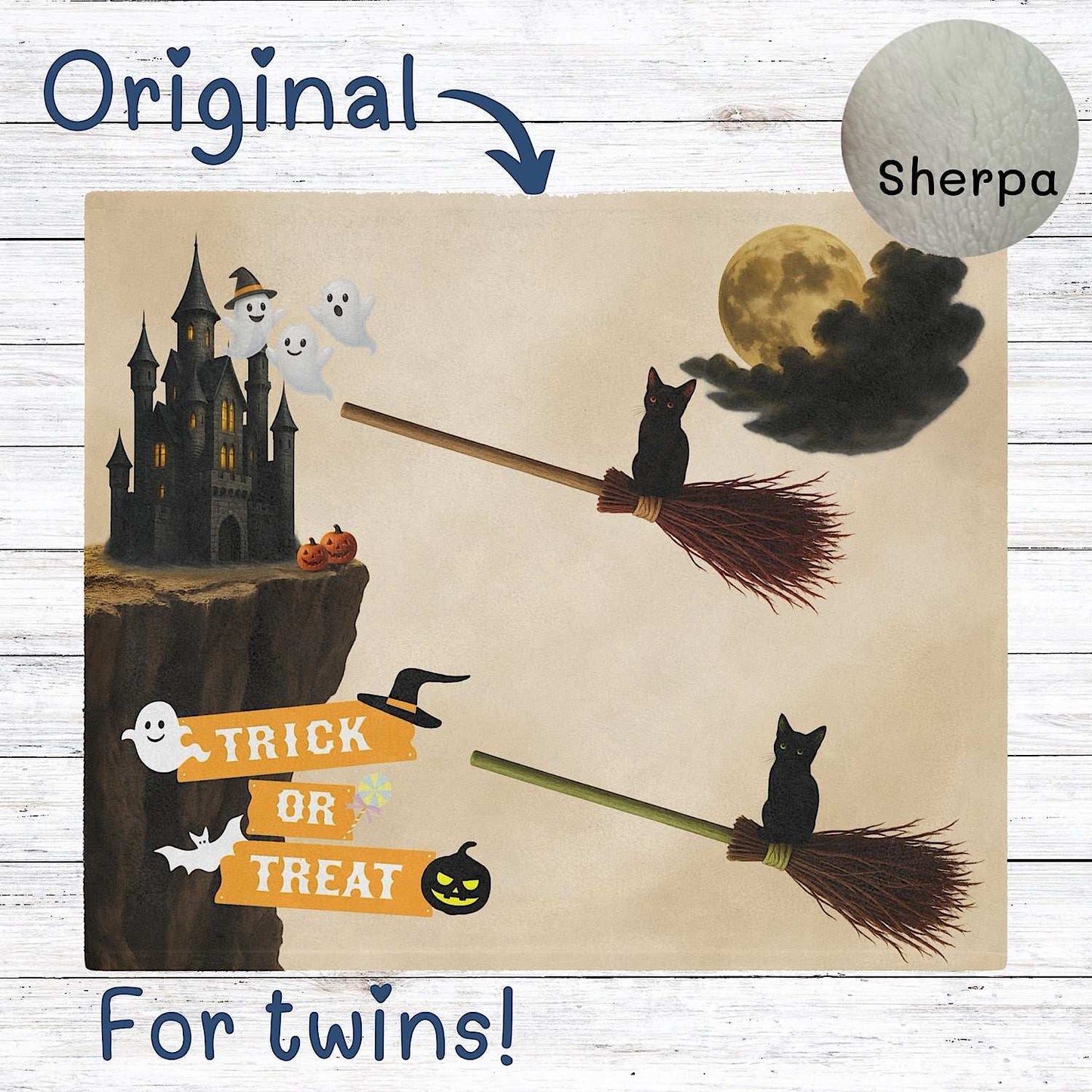 Twins Halloween Baby Blanket for Spooky Photo Prop (Beige) by IROHA studio