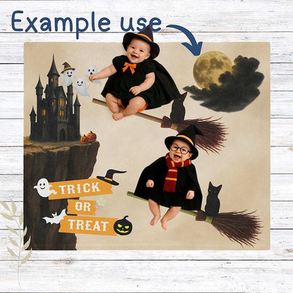 Twins Halloween Baby Blanket for Spooky Photo Prop (Beige) by IROHA studio